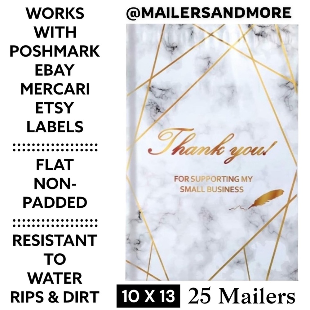 25 10X13 Poly Mailers Thank You Marble Shipping Envelopes Bags PRICE IS FIRM - Picture 2 of 10